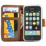 Wholesale iPhone 4S / 4 Chocolate Flip Leather Wallet Case with Stand (Brown)